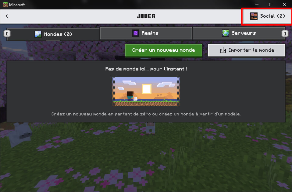 Menu de jeu de Minecraft