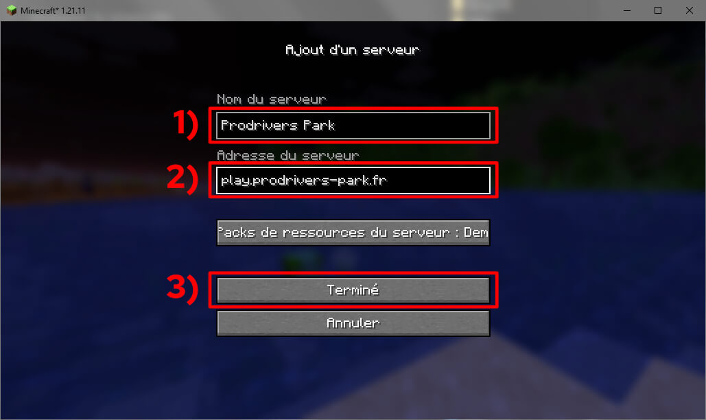 Invité de dialogue pour ajouter un serveur